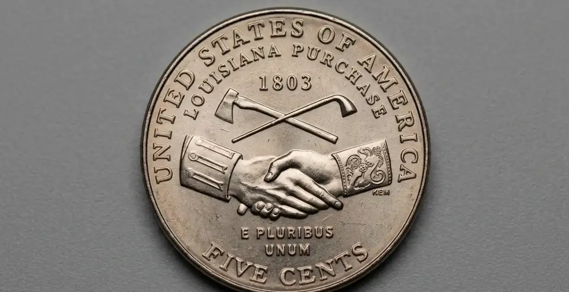 acro close-up of a 1803 nickel coin